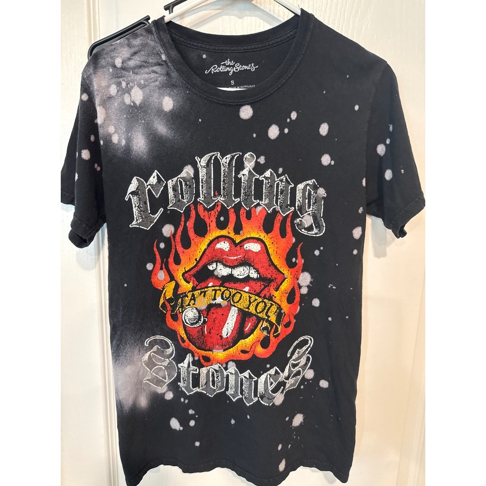Rolling Stones Tattoo You Bleached Graphic T-Shirt Black Small Rock Band Tee